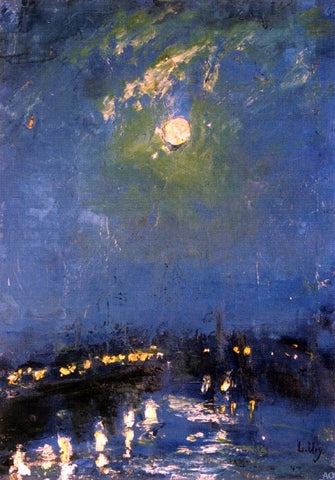  Lesser Ury The River Thames, London, Moonlight - Hand Painted Oil Painting