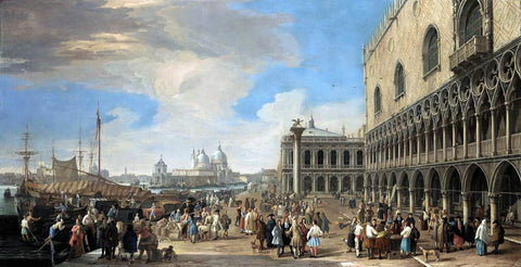  Luca Carlevaris Venice: A View of the Molo - Hand Painted Oil Painting