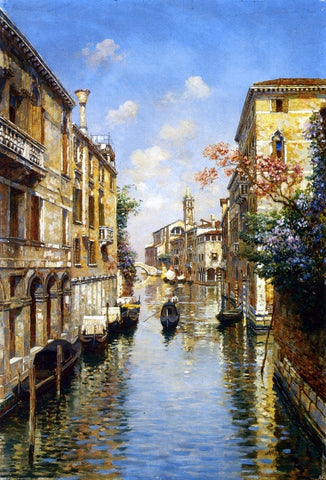  Luigi Lanza Venetian Canal - Hand Painted Oil Painting