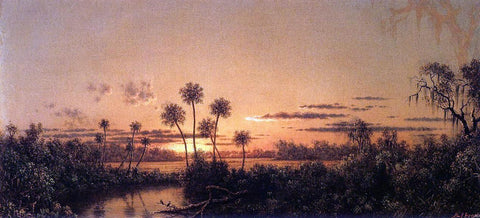  Martin Johnson Heade Florida River Scene: Early Evening, After Sunset - Hand Painted Oil Painting