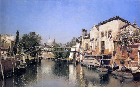  Martin Rico Y Ortega Venetian Canal Scene - Hand Painted Oil Painting