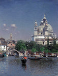 Martin Rico Y Ortega Venetian Lagoon Near the Church of Santa Maria della Salute - Hand Painted Oil Painting