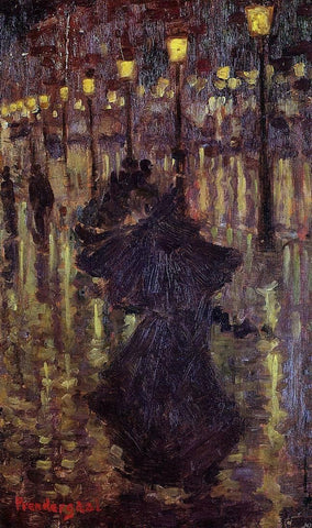  Maurice Prendergast Evening Shower, Paris - Hand Painted Oil Painting