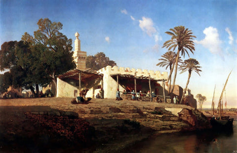  Prosper Marilhat On the banks of the Nile - Hand Painted Oil Painting