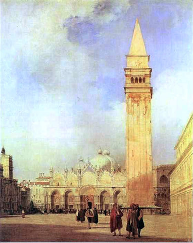  Richard Parkes Bonington Piazza San Marco, Venice - Hand Painted Oil Painting
