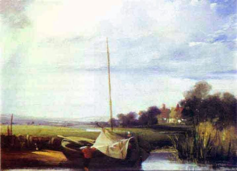  Richard Parkes Bonington River Scene in France - Hand Painted Oil Painting