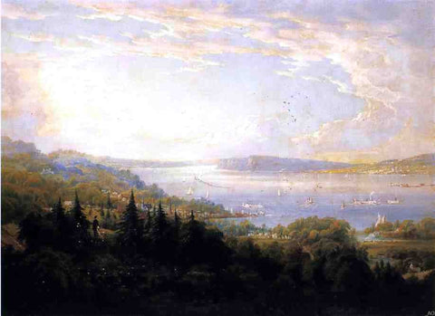  Jr. Robert Havell View of the Hudson River at Haverstraw Bay - Hand Painted Oil Painting