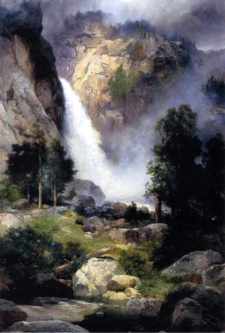  Thomas Moran Cascade Falls, Yosemite - Hand Painted Oil Painting