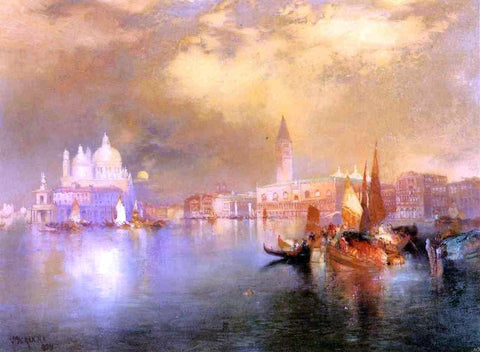  Thomas Moran Moonlight in Venice - Hand Painted Oil Painting