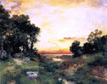  Thomas Moran Sunset, Long Island Sound - Hand Painted Oil Painting