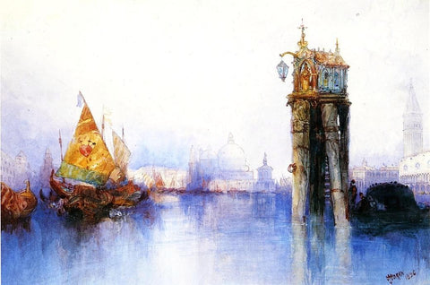  Thomas Moran Venetian Canal Scene - Hand Painted Oil Painting