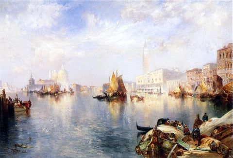  Thomas Moran Venice, The Grand Canal with The Doge's Palace - Hand Painted Oil Painting