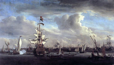  The Younger Willem Van de  Velde The "Gouden Leeuw" before Amsterdam - Hand Painted Oil Painting