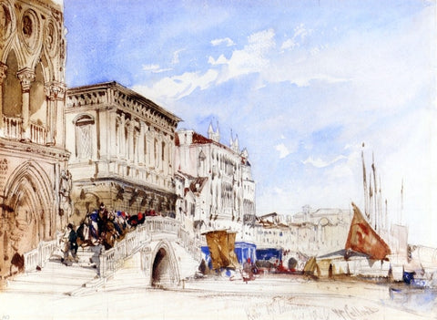  William Callow RWS Riva degli Schiavoni, Venice - Hand Painted Oil Painting