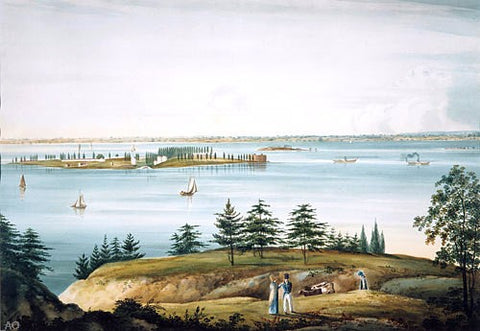  William Guy Wall The Bay of New York and Governors Island Taken from Brooklyn Heights - Hand Painted Oil Painting