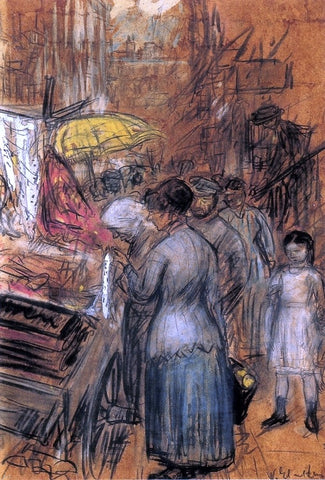  William James Glackens Scene on the Lower East Side - Hand Painted Oil Painting