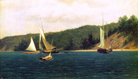  William M Davis Catboats Entering Port Jefferson Harbor, Long Island - Hand Painted Oil Painting