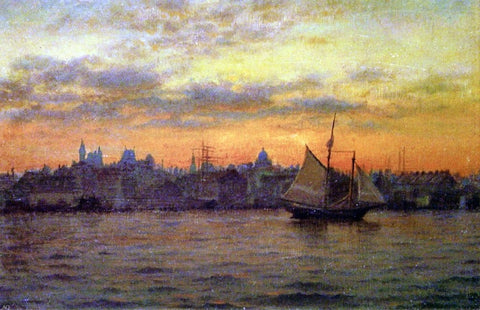  William Partridge Burpee Boston Harbor at Sunset - Hand Painted Oil Painting