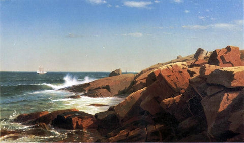  William Stanley Haseltine Indian Rock, Narragansett, Rhode Island - Hand Painted Oil Painting