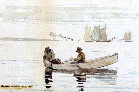  Winslow Homer Boys Fishing, Gloucester Harbor - Hand Painted Oil Painting