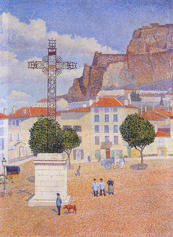  Albert Dubois-Pillet Le Puy: The Sunny Plaza - Hand Painted Oil Painting