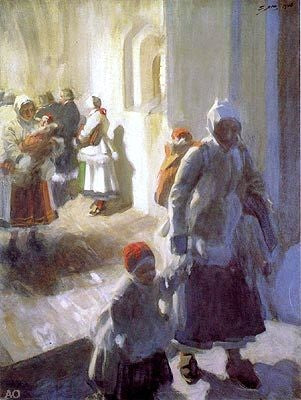  Anders Zorn A Christmas Morning Service - Hand Painted Oil Painting
