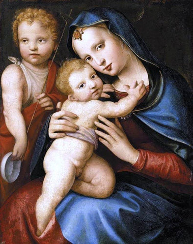  Andrea del Brescianino Madonna and Child with the Infant St John the Baptist - Hand Painted Oil Painting