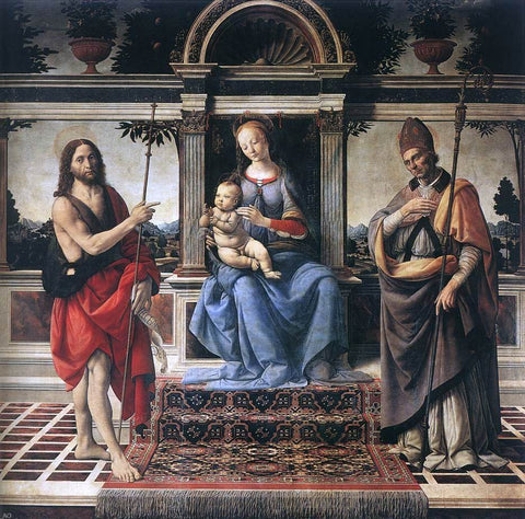  Andrea del Verrocchio Madonna with Sts John the Baptist and Donatus - Hand Painted Oil Painting