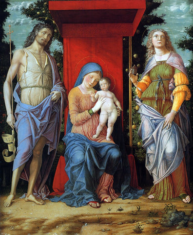  Andrea Mantegna Virgin and Child with the Magdalen and St John the Baptist - Hand Painted Oil Painting