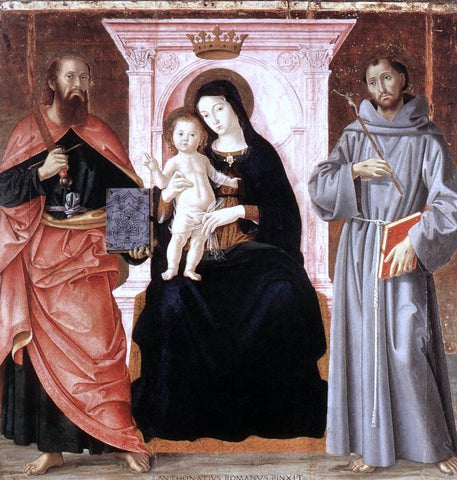 Antoniazzo Romano Madonna Enthroned with the Infant Christ and Saints - Hand Painted Oil Painting