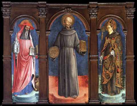  Antonio Vivarini Sts Jerome, Bernardino of Siena, and Louis of Toulouse - Hand Painted Oil Painting