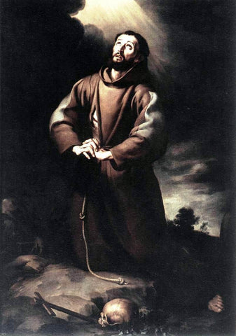 Bartolome Esteban Murillo St Francis of Assisi at Prayer - Hand Painted Oil Painting