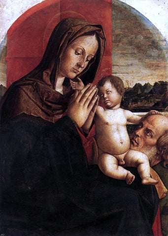  Bartolomeo Montagna Madonna and Child with St Joseph - Hand Painted Oil Painting