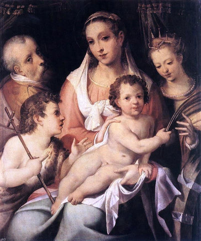  Bartolomeo Passerotti Holy Family with the Infant St John the Baptist and St Catherine of Alexandria - Hand Painted Oil Painting