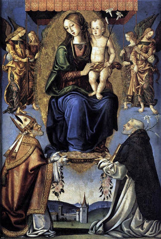 Bernardino Di Mariotto Dello Stagno Madonna and Child with Sts Severino and Dominic - Hand Painted Oil Painting