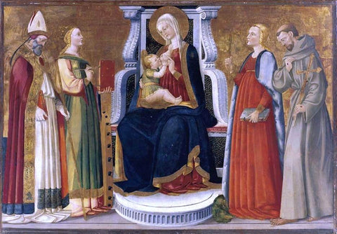  Bicci Di Neri Madonna and Child Enthroned with Saints - Hand Painted Oil Painting