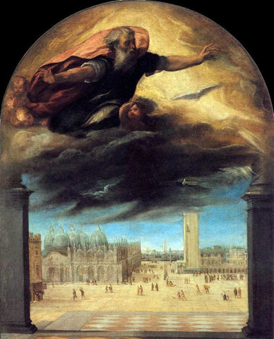  Bonifazio Veronese God the Father over the Piazza San Marco - Hand Painted Oil Painting