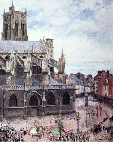  Camille Pissarro The Church of Saint-Jacues, Dieppe, Rainy Weather - Hand Painted Oil Painting