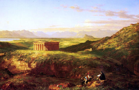  Clement Pujol De Guastavino The Temple of Segesta with the Artist Sketching - Hand Painted Oil Painting
