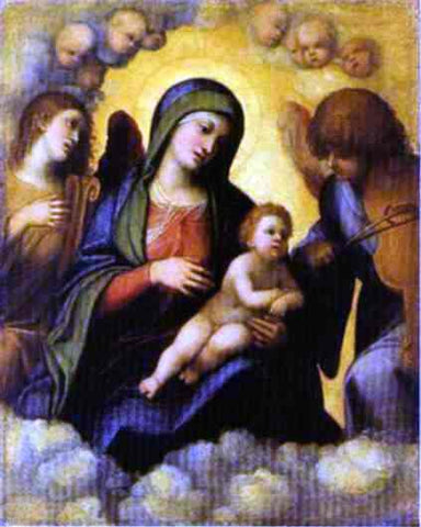  Correggio Madonna and Child in Glory with Angels - Hand Painted Oil Painting