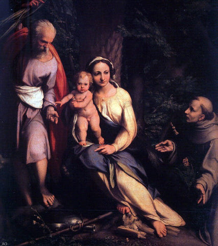 Correggio The Rest on the Flight to Egypt with Saint Francis - Hand Painted Oil Painting
