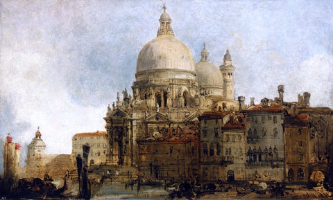  David Roberts View of the Church of Santa Maria della Salute, on the Grand Canal, Venice, with the Dogana Beyond - Hand Painted Oil Painting