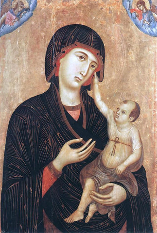  Duccio Di Buoninsegna Madonna with Child and Two Angels (Crevole Madonna) - Hand Painted Oil Painting