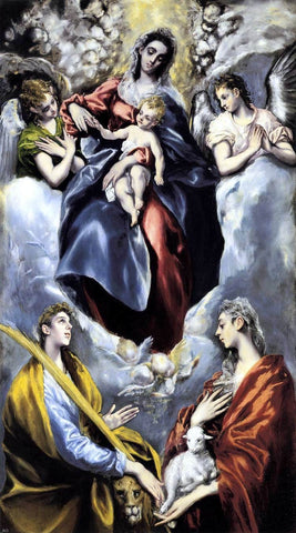  El Greco The Virgin and Child with St Martina and St Agnes - Hand Painted Oil Painting