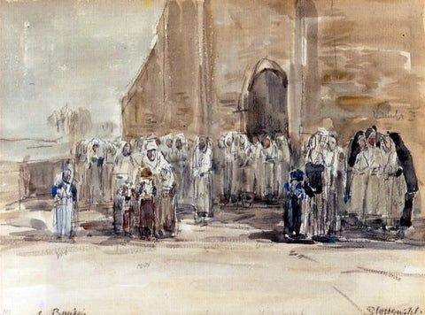 Eugene-Louis Boudin Leaving Mass at Plougastel - Hand Painted Oil Painting