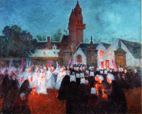  Ferdinand Du Puigaudeau Procession at Nenvic - Hand Painted Oil Painting