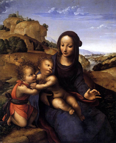 Fernando Yanez De la Almedina Madonna and Child with Infant St John - Hand Painted Oil Painting