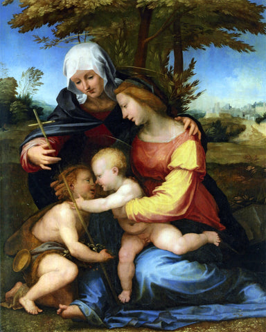  Fra Bartolomeo The Madonna and Child in a Landscape with Saint Elizabeth and the Infant Saint John the Baptist - Hand Painted Oil Painting