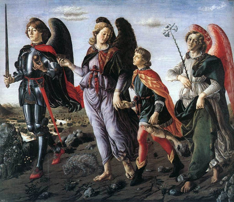  Francesco Botticini The Three Archangels with Tobias - Hand Painted Oil Painting