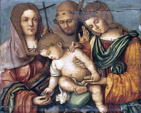  Francesco Di Bosio Zaganelli The Christ Child between Sts Catherine, Francis and Elizabeth of Hungary - Hand Painted Oil Painting